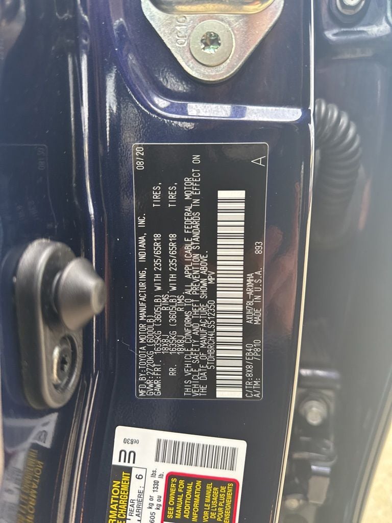 2020 Toyota HIGHLANDER HYBRD XLE